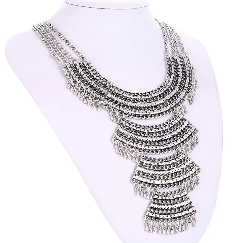 Женское многослойное ожерелье винтажное этническое с бусинами-подвесками |