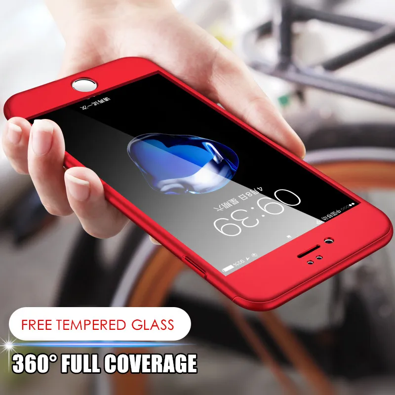 QINUO 360 protection Tempered Glass Case For iPhone 7 8 6 6s Plus 5 5S SE X XS Max XR Full Cover Telefon kilifi Funda Capa |