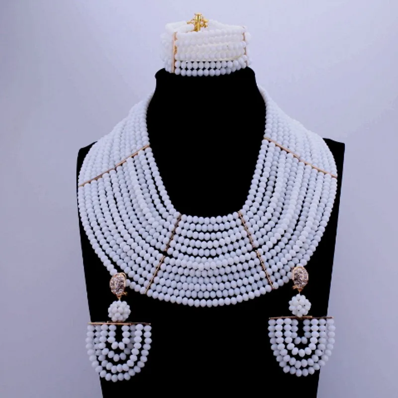 Jewelry Sets For Women Peach Necklace Set Vintage 12 Layers African Nigerian Beads 2018 Fashion | Украшения и аксессуары