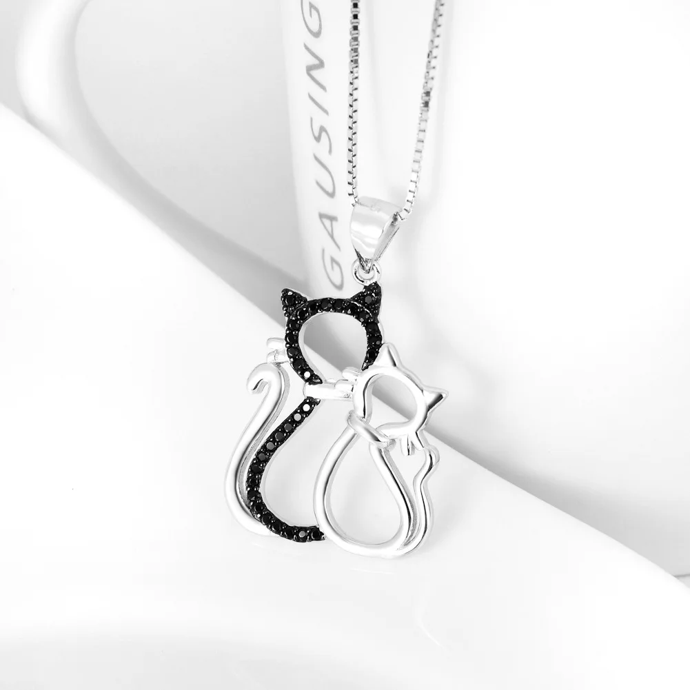 Sterling Silver Jewelry S925 Creative Cat Pendant Necklace for birthday gift | Украшения и аксессуары