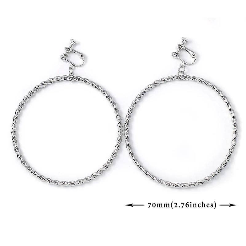 Геометрические круглые серьги без отверстия клипса для ушей металлические