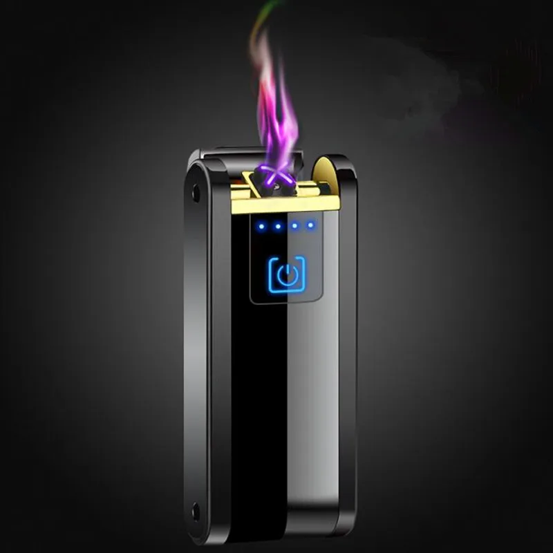 USB ветрозащитная Зажигалка беспламенная двойная дуговая плазменная сенсорная
