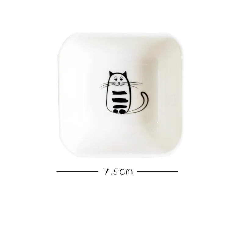 Square C Любящее сердце или квадратная миска для соуса, кошачий керамический уксус, приправа для масла, блюдо, мини соус, соль, закуска, маленькая тарелка для кухни, гаджет - Цвет: Square C
