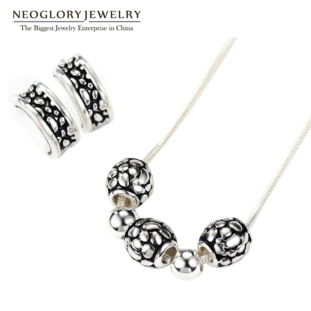 Ожерелье и серьги Neoglory с посеребренными шариками Модные Ювелирные наборы для