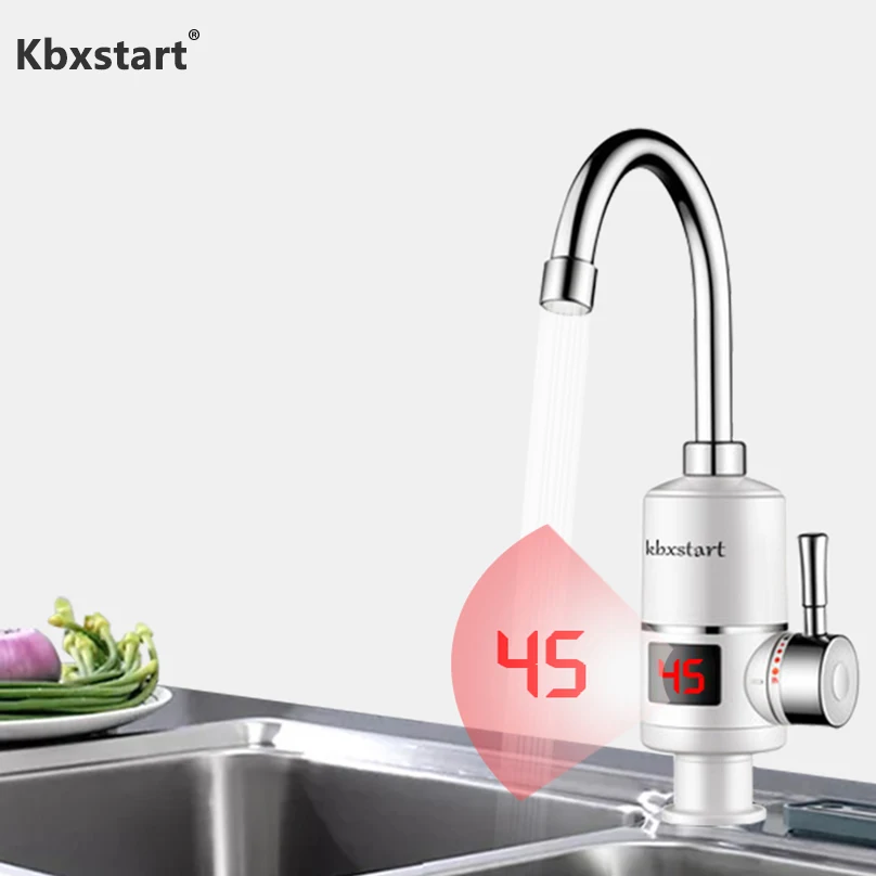 

Kitchen Heating Faucet Below Side Inflow Water Tap 220V Tankless Electric Hot Water Heater Faucet with LED Display EU UK Plug