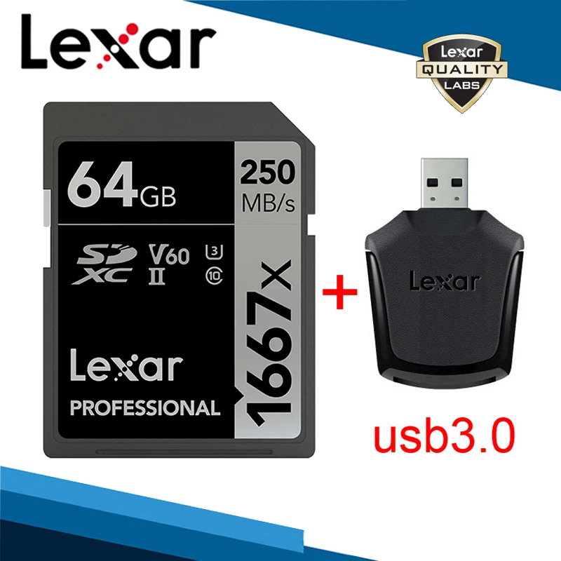 Lexar 1667x памяти карты SDXC и SD UHS-II устройство для чтения карт USB 3,0 256 ГБ 128 Гб 64 ГБ для 1080p HD 3D 4K видео Камера вождения Регистраторы