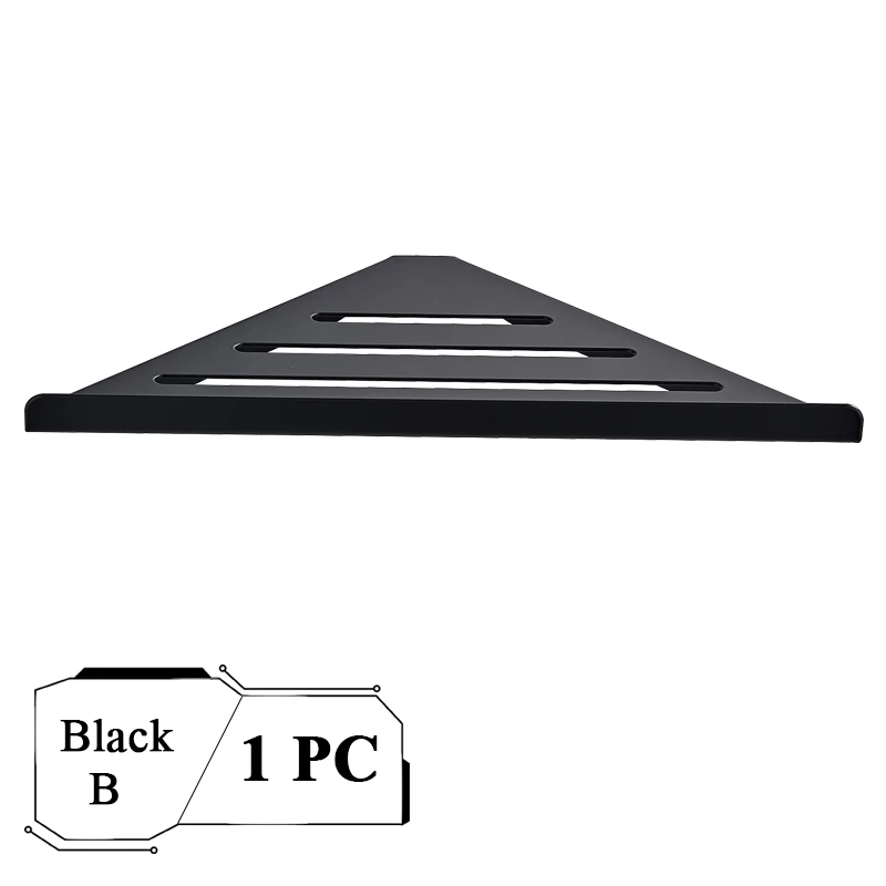 Black B 1 PC Черная матовая никелевая полка для хранения для ванной комнаты, треугольная 304 нержавеющая сталь, настенное крепление, аксессуары для ванной комнаты - Цвет: Black B 1 PC
