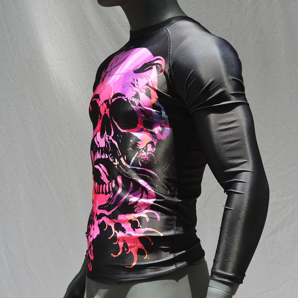Купальник мужской с принтом черепа UPF50 длинным рукавом защитой от ультрафиолета