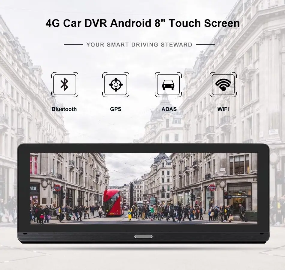 4G 8 дюймов ips Android 5,1 wifi FHD 1080P двойной объектив регистратор мониторинг парковки Bluetooth ADAS Автомобильный gps DVR камера навигация