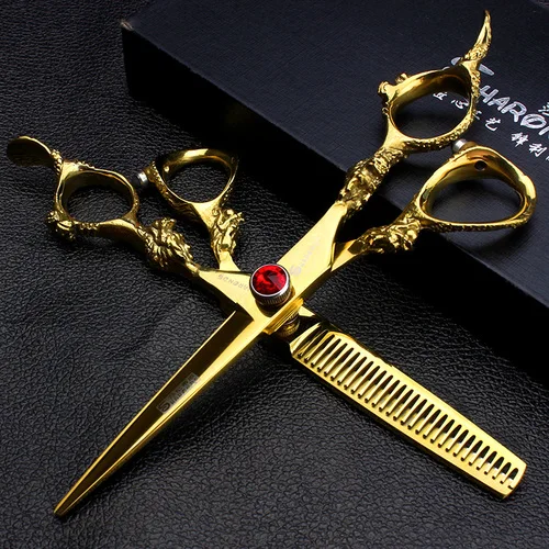 6inch 2PCS Японский парикмахерский Салон Профессиональные Парикмахерские ножницы 6 дюймов 7 дюймов ножницы для резки филировочные ножницы набор парикмахерских клипер комплект - Цвет: 6inch 2PCS