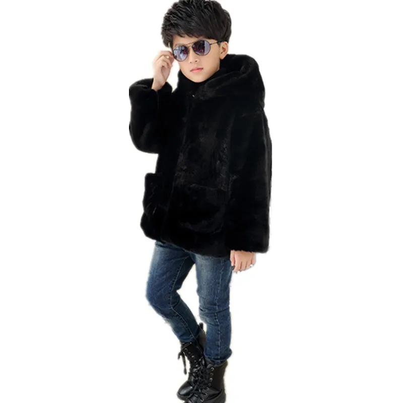 Clobee 2017 Toddler Soft Fur Faux Mink Coat Winter Kidswear Clothing Thicken Cotton Hooded Overcoat For Baby Girls Boys N18 | Детская