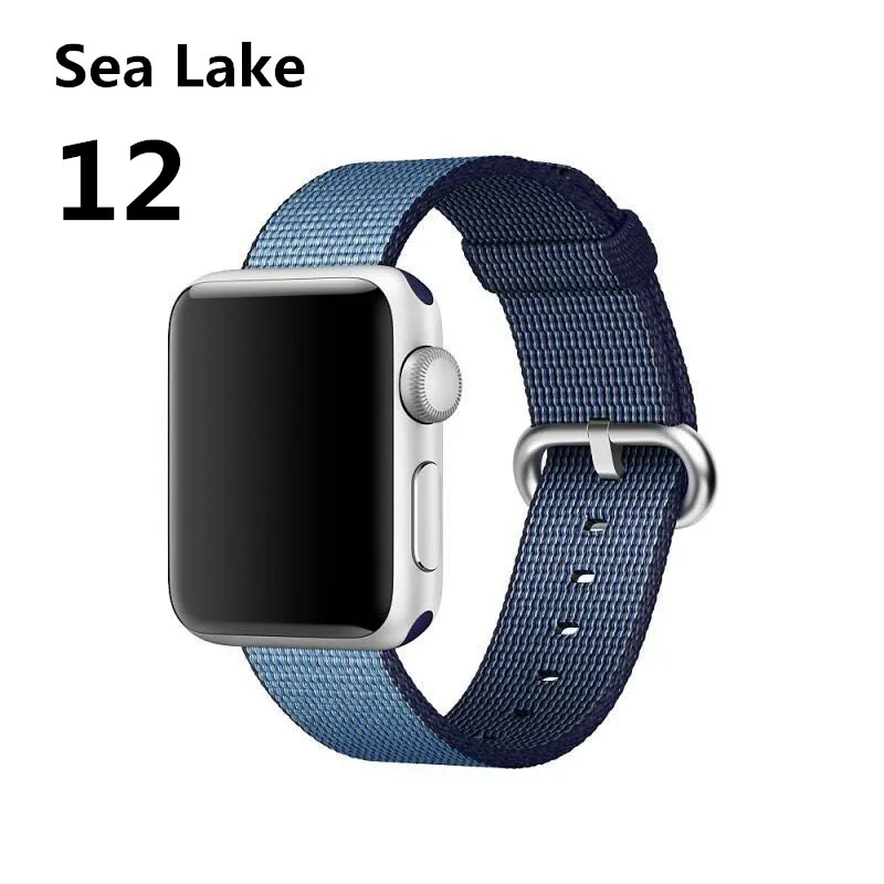 Sea Lake 12 Ремешок Nato для apple watch Band 42 мм 38 мм iwatch band 44 мм/40 мм наручный Браслет apple watch 4 - Band Color: Sea Lake 12