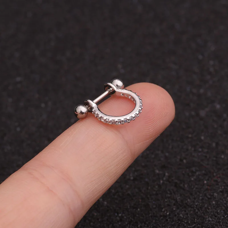 1 шт. штанга нержавеющая сталь с фианитом Хооп хрящевая спираль Lobe серьги