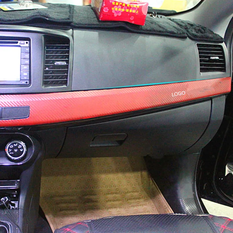 Red Silver Black Carbin Fibre Center Console Sticker For Mitsubishi ASX Lancer AB193