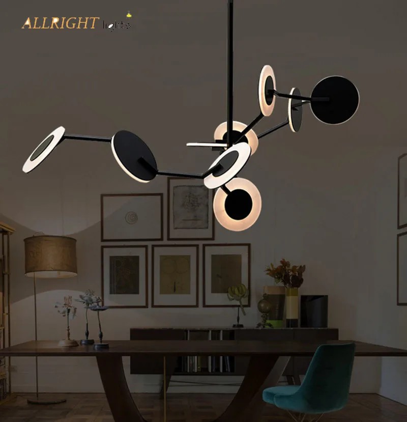 Светодиодный Современный multiful акриловый черный цвет подвесной светильник 6