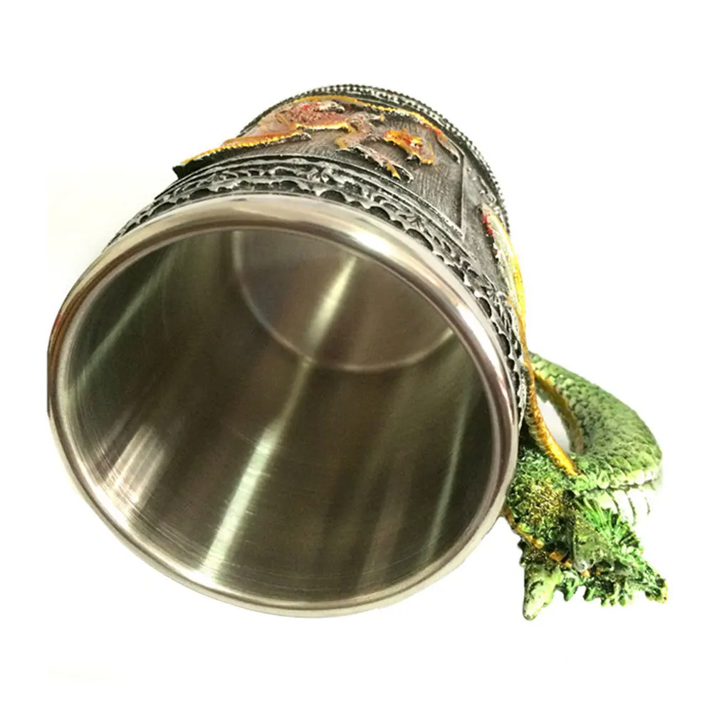 3D Pattern Stainless Steel Mug Dragon Tankard Knot Work Beer Coffee Tea Cup | Дом и сад