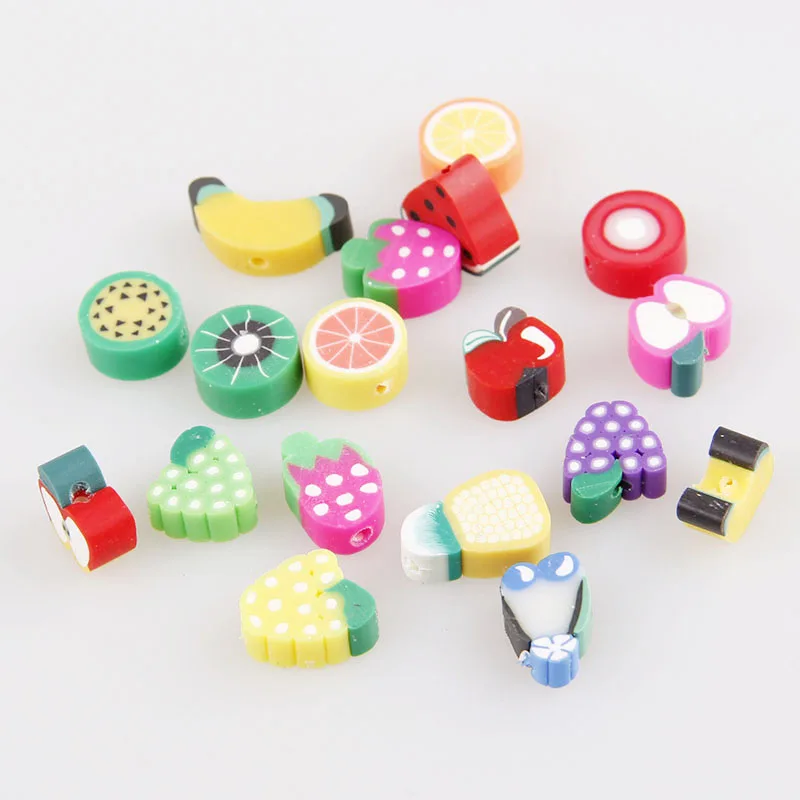 30 шт. смешанные бусины с фруктами плоским основанием кабошоны полимерная глина