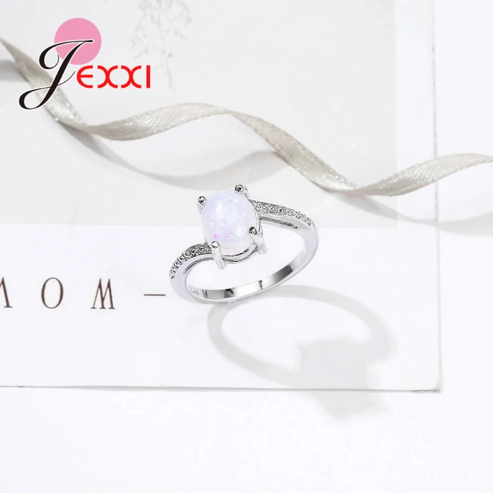 Created Oval White Fire Opal 925 Sterling Silver Wholesale Finger Rings For Women Wedding Fashion Jewelry Gift Anel | Украшения и