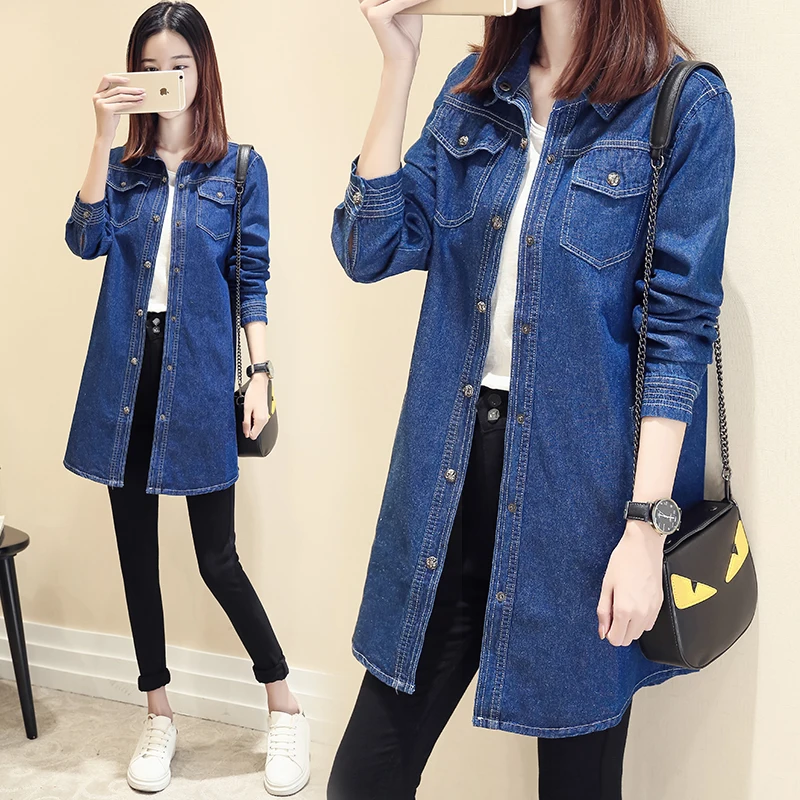 Куртка женская джинсовая свободного покроя свободная рубашка из денима с