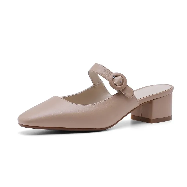 Женские шлепанцы из коровьей кожи MLJUESE летние сандалии абрикосового цвета с