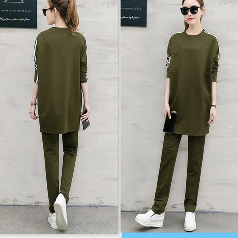 Для женщин костюмы Новинка 2017 года осень Большие размеры шею Топы + брюки