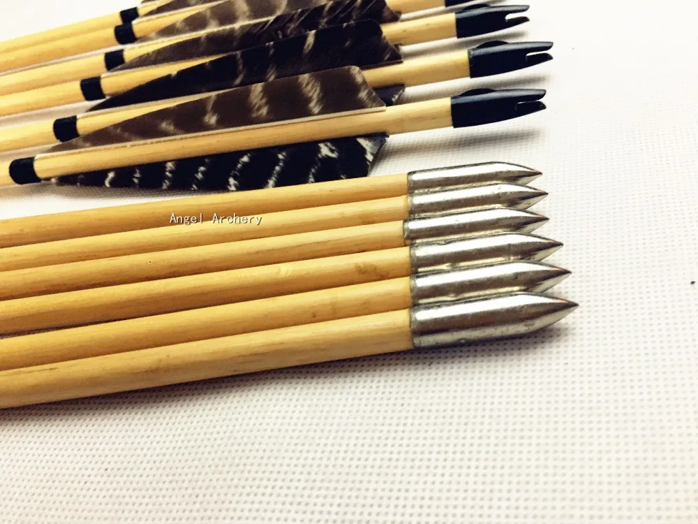 12PK Традиционная ручная стрельба из лука деревянные стрелы с орлиными перьями для