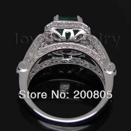 LOVERJEWELRY Women Vintage Rings Emerald Cut 7x9mm 14kt White Gold Diamond Ring Genuine Fine Jewelry For Party Wedding | Украшения и