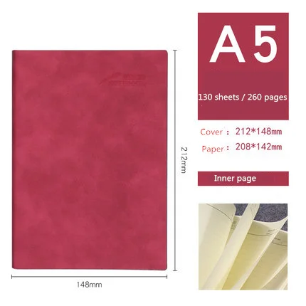 L 260 line pages Bullet Journal, блокнот, канцелярские товары, кожа, деловая запись для совещаний, А5, бумажный блокнот, для ежедневников, для школы, для офиса - Цвет: L 260 line pages