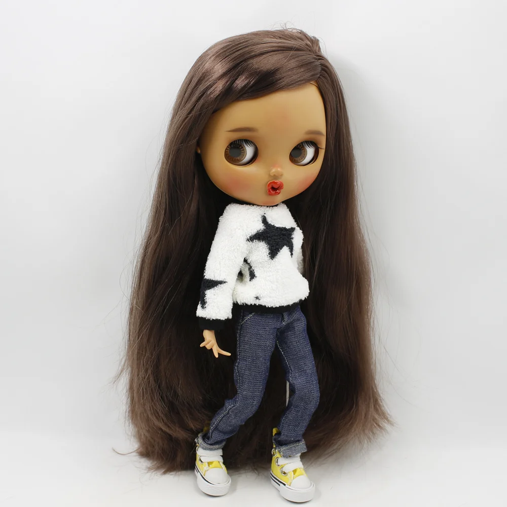 Наряды для куклы Blyth; комплект из джинсовых штанов со звездой; костюм со свитером для 1/6 года; azone BJD pullip licca