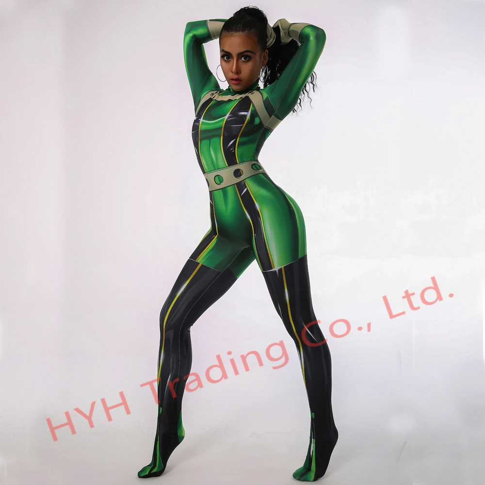 Костюм для косплея Ainiel My Hero academic Froppy Tsuyu Asui костюм зентай из спандекса женские