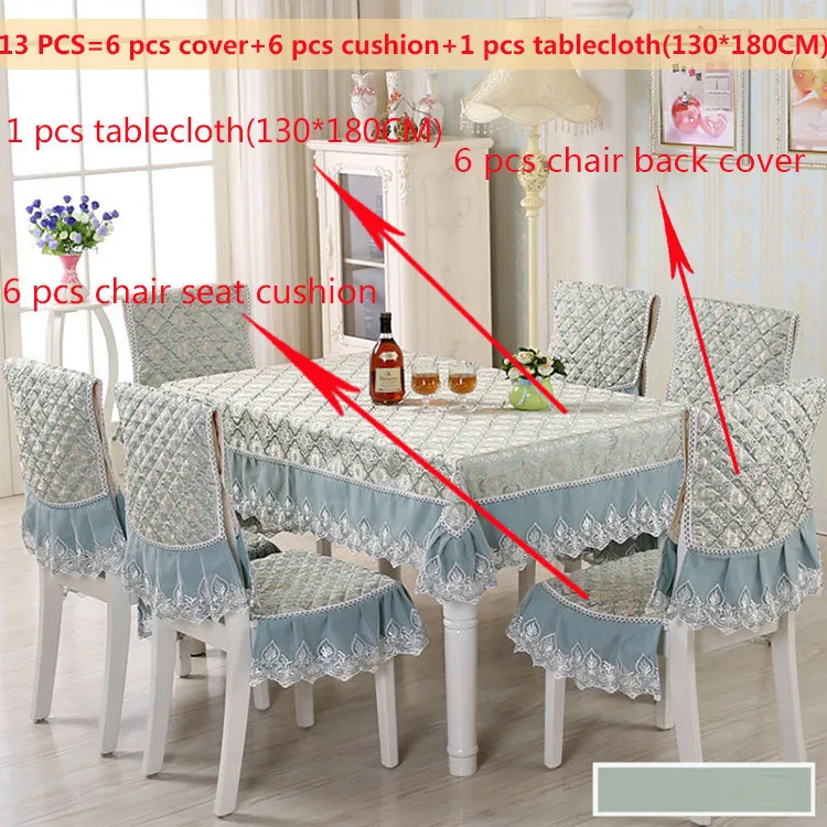 Green13pcs130x180cm Пасторальная скатерть для стола стула Подушка Чехол на стул набор домашний стул коврик Современный домашний декор обеденный стол прямоугольная скатерть - Цвет: Green13pcs130x180cm