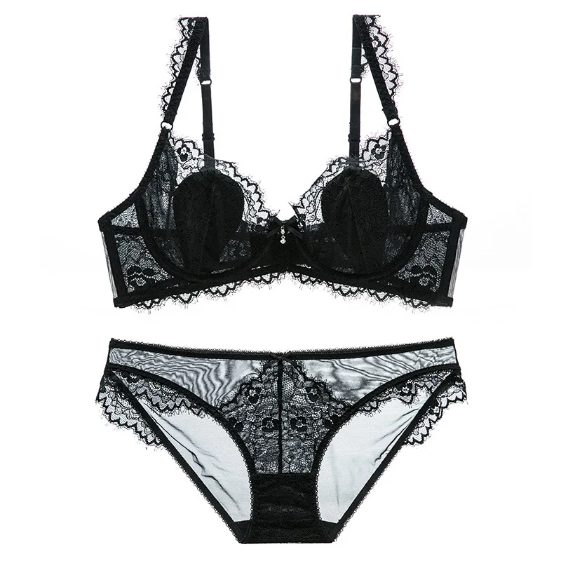 Fashion Bra Lace Comfortable Breathable Sexy Underwear Ultra Thin Set Women Panties for Plus size | Женская одежда