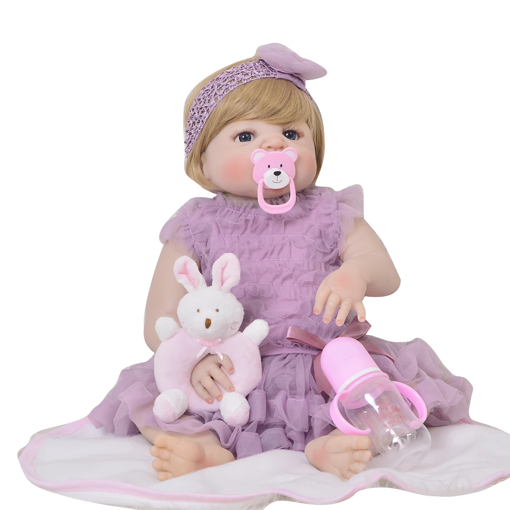 

57CM Real Full Silicone Body Girl Reborn Baby Girl Doll Toys Realistic Newborn Princess Babies Bebes Reborn npk toy doll