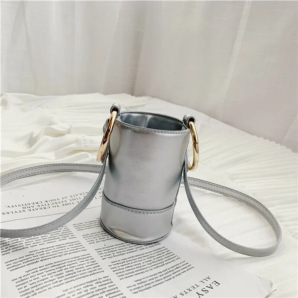 Silver PUDCOCO/однотонная сумка на плечо для маленьких девочек; маленькая сумка через плечо Для монет; кожаная милая сумка-мешок - Color: Silver