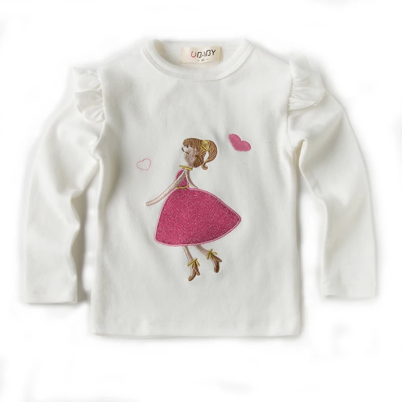 Girls T-Shirt 2019 Spring Autumn Baby t shirt Full Sleeve Cute Cartoon Princess Lace Shirts Children Clothing Kids Blouse |
