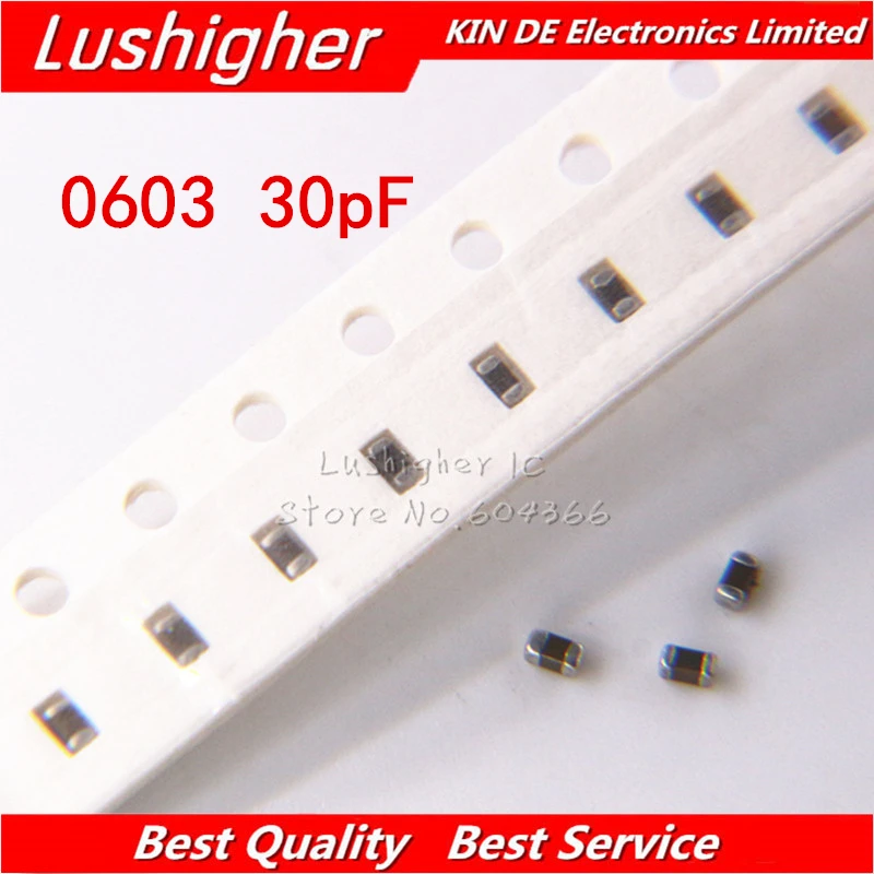 

100pcs 0603 30pf 50V X7R 10% SMD Ceramic Capacitor MLCC