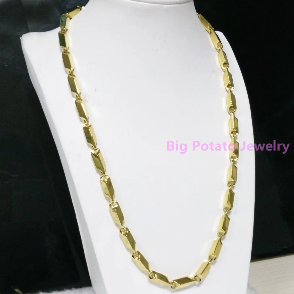 Высокое качество 3 мм 316L нержавеющая сталь желтое золото палочка ожерелье