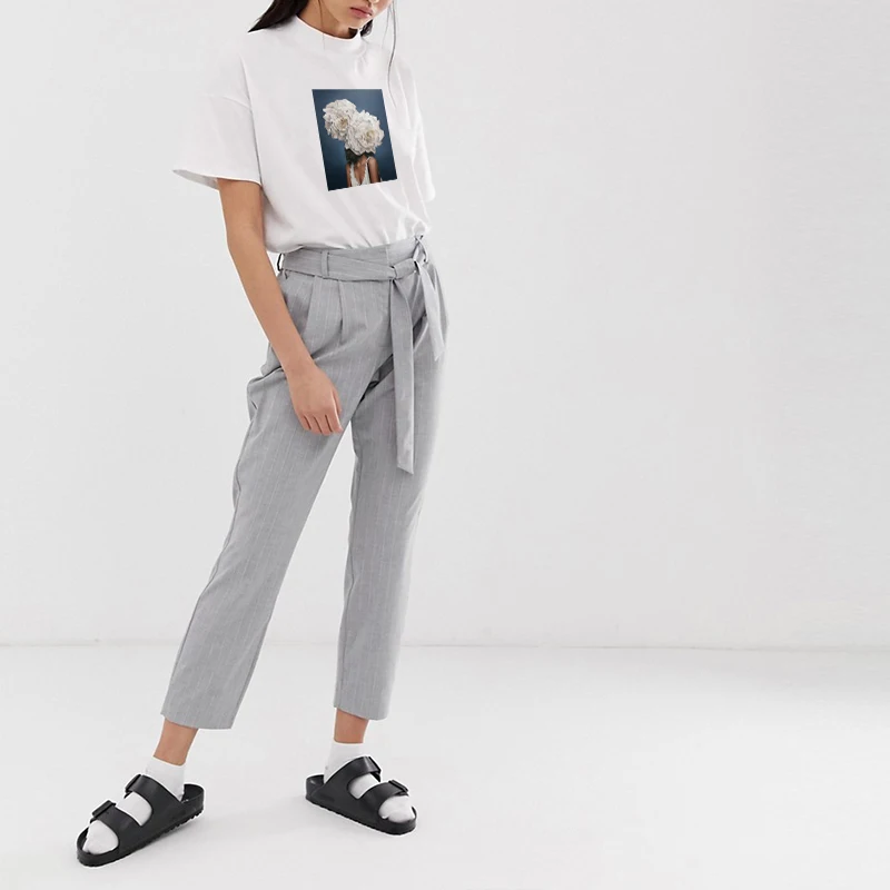 Женская футболка с цветочным принтом короткими рукавами Новое поступление