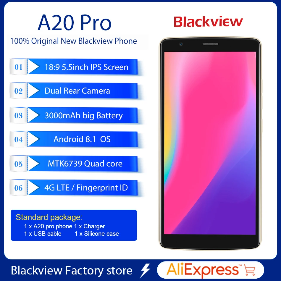 BLACKVIEW A20 Pro Смартфон Android 8 1 MTK6739 четырехъядерный 5 'ཎ:9 HD + 2 Гб 16 Двойная Задняя