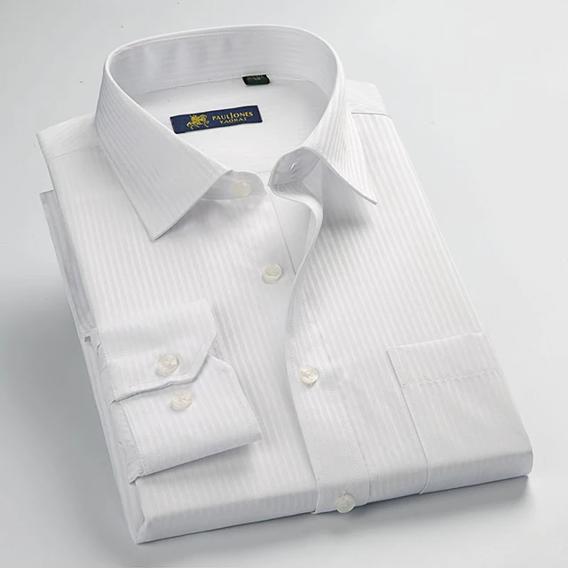 5510 Striped Men's Classic Regular-fit Plain/Striped/Twill Basic Dress Shirts with Pocket Formal Business Long Sleeve Work Office Tops Shirt - Цвет: 5510 Striped