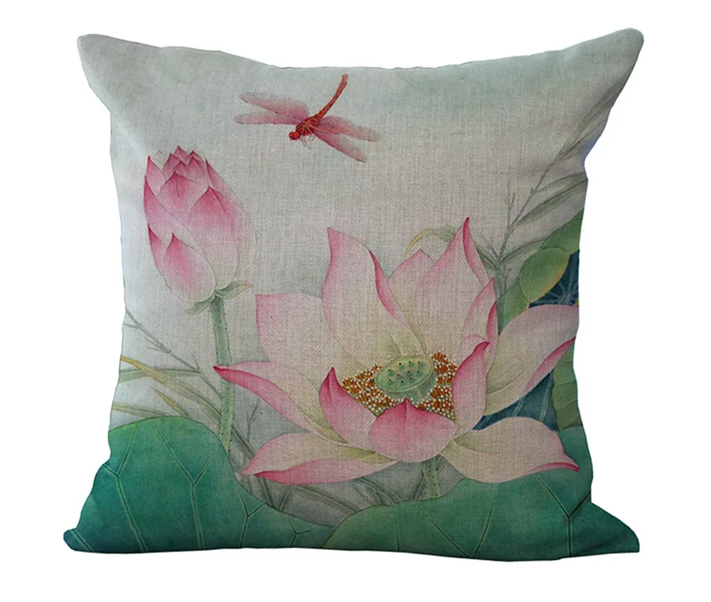 ZXZXOON Декоративные диванные подушки Чехол завод с цветочным принтом в виде лотоса