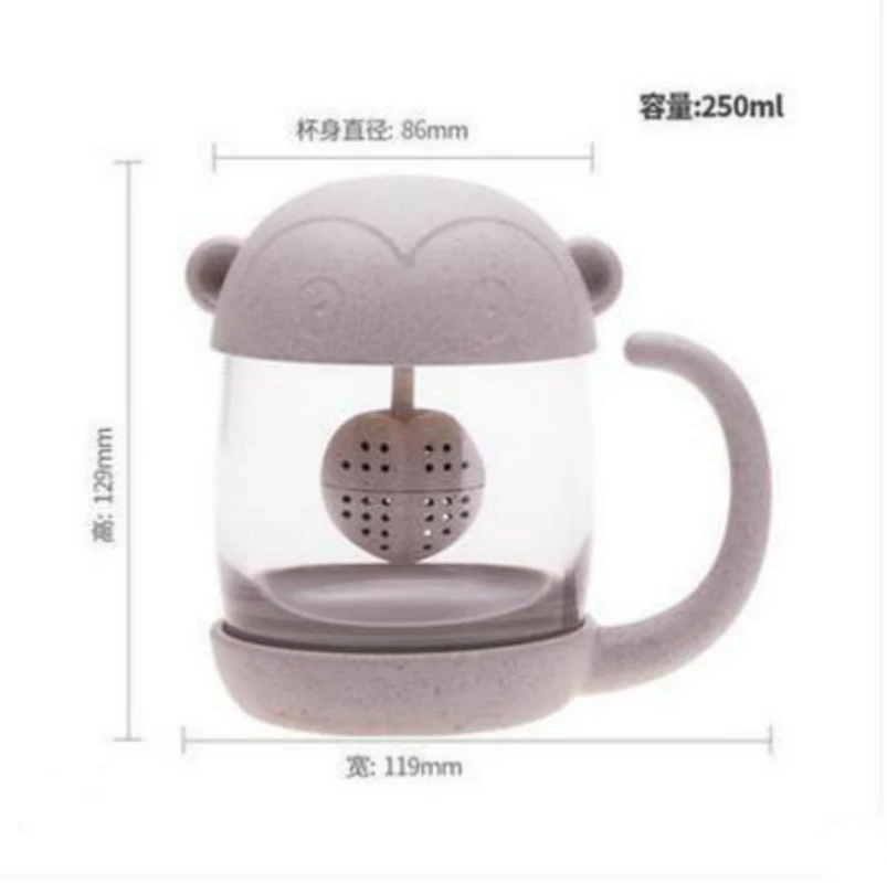 Милая кошка и обезьяна Стекло личность молоко кружка с заварки офисные Кофе