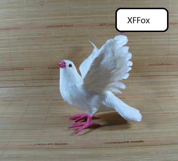 Реальная жизнь розовый рот белый голубь модель пластик и перья крылья голубя