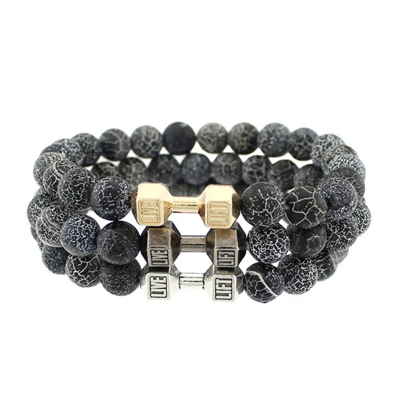 Новинка 2016 Модный женский браслет из гранитного камня для мужчин 8 мм модный йоги