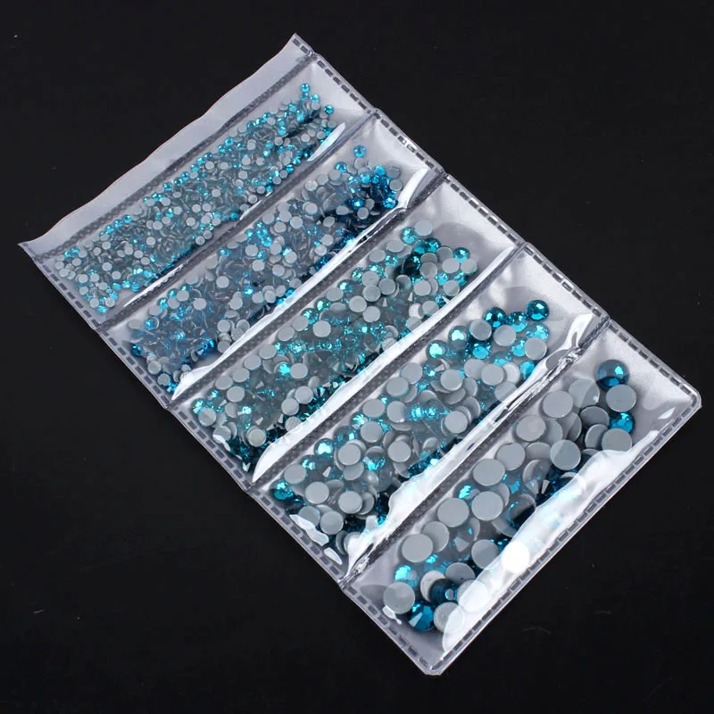 Blue zircon Высокое качество AAA Горячая фиксация Стразы SS6-SS30 с плоской задней частью хрустальные камни смешанный размер Упаковка 1000 шт для одежды - Цвет: Blue zircon