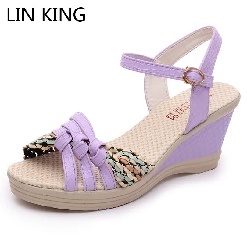 ЛИН КОРОЛЬ Сексуальная Твердые Женщины Платформы Сандалии Комфортно Пряжки