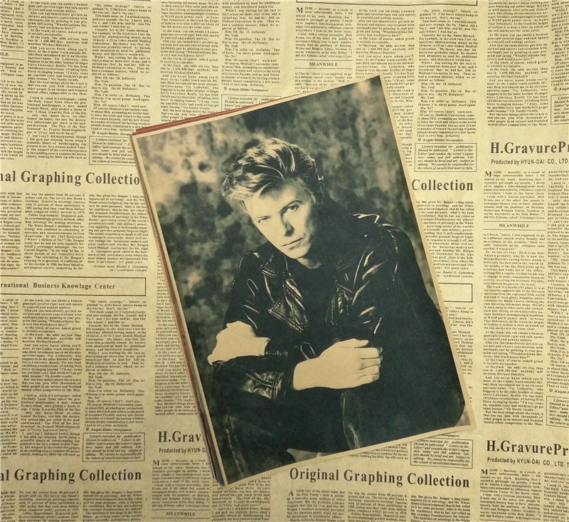 Винтажный ретро постер David Bowie в стиле рок группы музыки гитары матовая крафт