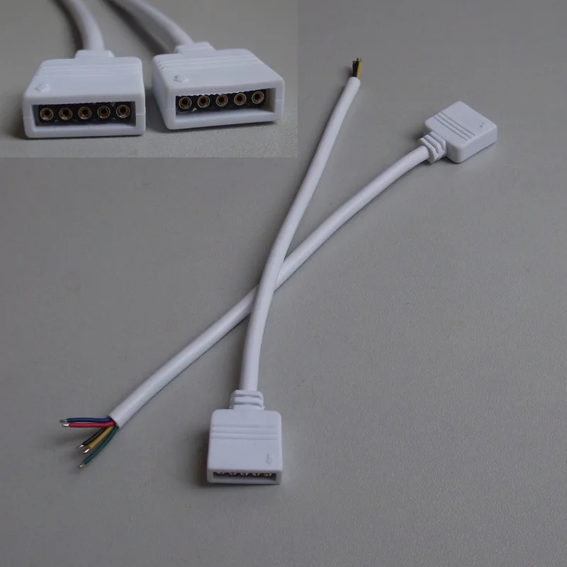 500 шт./лот кабель RGBW Белый 5 Pin RGB провод свинцовый разъем адаптер для светодиодной
