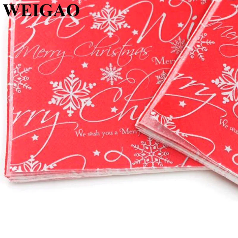 WEIGAO 20 шт Рождественский Санта Клаус/Снеговик бумажные салфетки для декупажа день рождения декоративная ткань салфетки