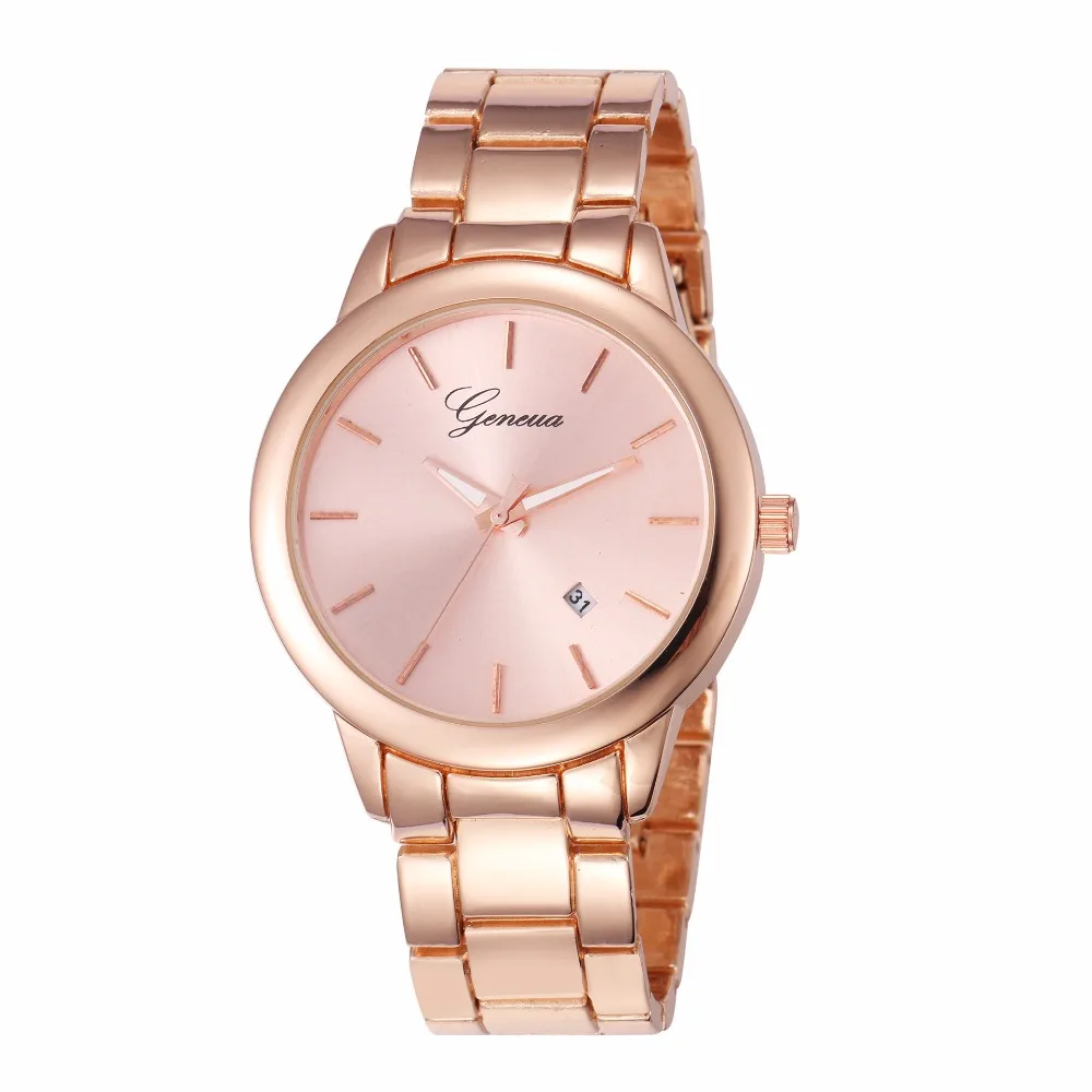 2018 Fashion Luxury brand watch Geneva Watch Crystal Stainless Steel Quartz-Watch Women Wrist Watches For 100pcs/lot | Наручные часы